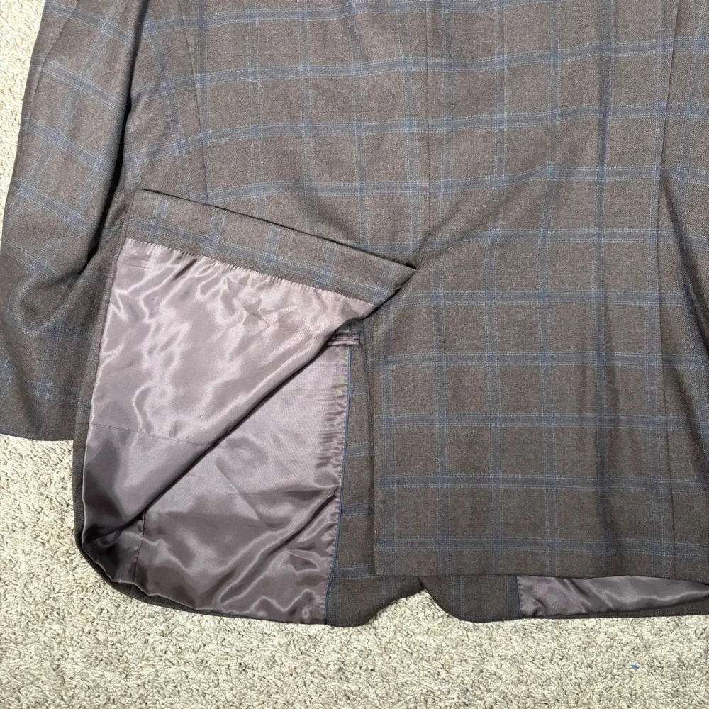 Brooks Brothers 1818 Madison Brown Windowpane Saxon Wool Blazer Sport Coat 46R